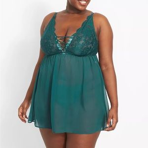 Cacique Scallop Lace Babydoll Cami Tank Lingerie in Plus Size 26/28